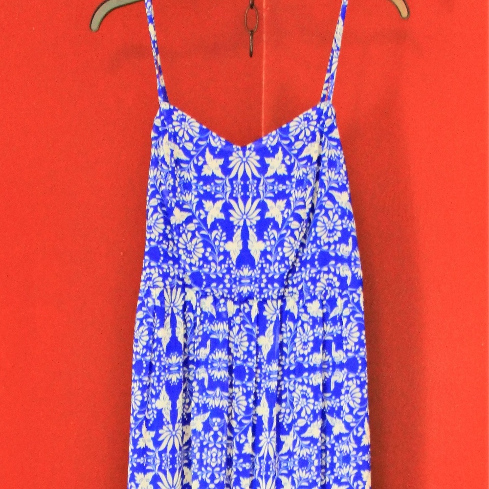 Blue floral pattern romantic dress